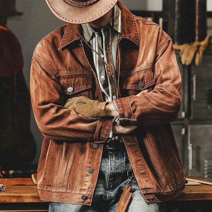 Brown Denim Jacket for Men