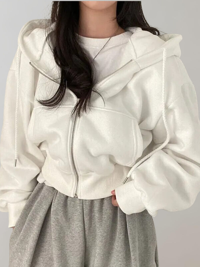 Cropped Zip Hoodie for Women