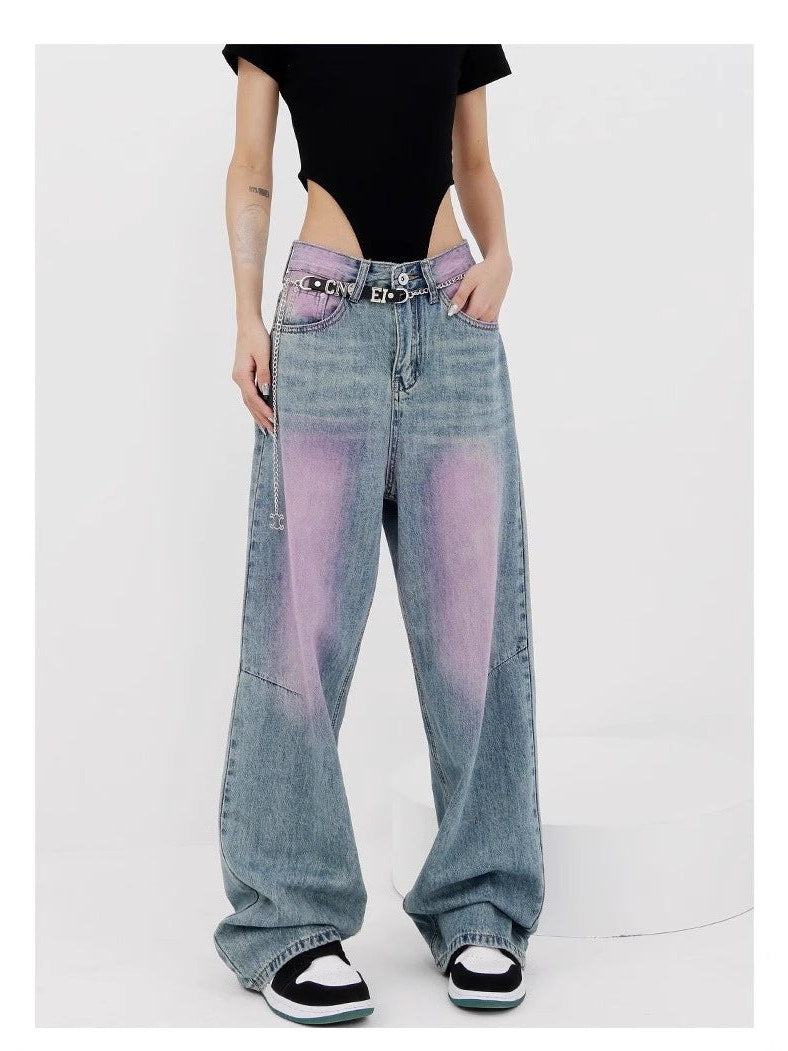 Ombre Baggy Jeans for Women