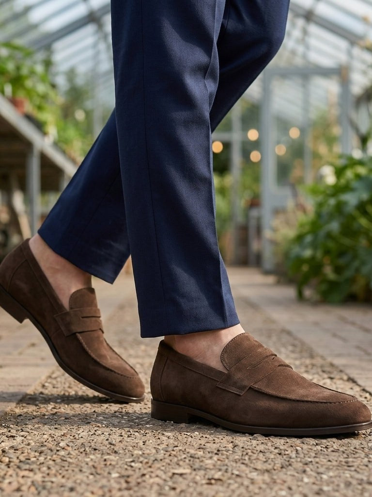 Suede Penny Loafers for Men