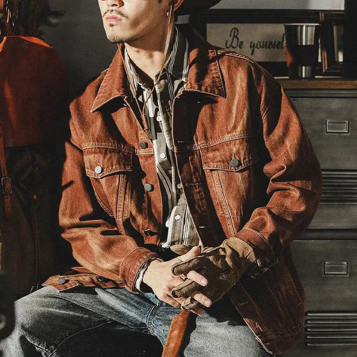Brown Denim Jacket for Men