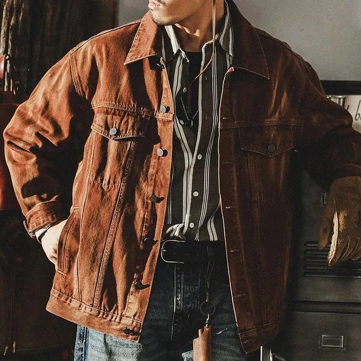 Brown Denim Jacket for Men