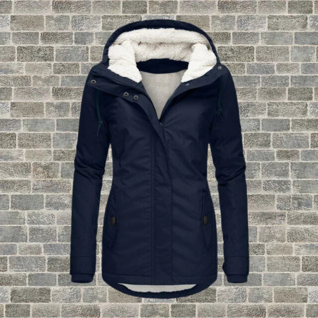 Pleated Cotton Hooded Coat for Women