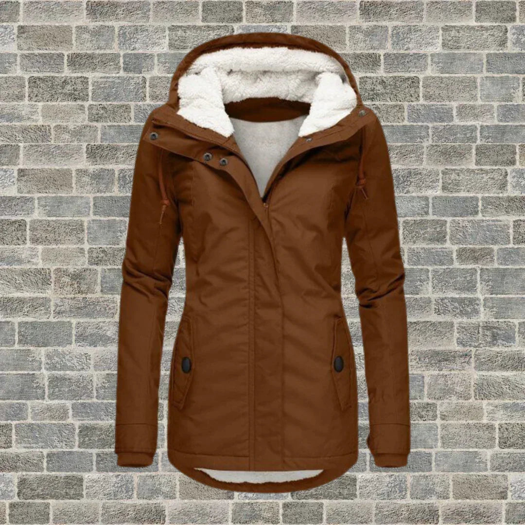 Pleated Cotton Hooded Coat for Women