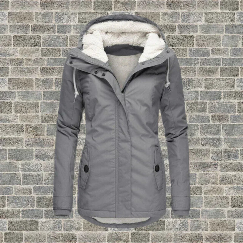 Pleated Cotton Hooded Coat for Women