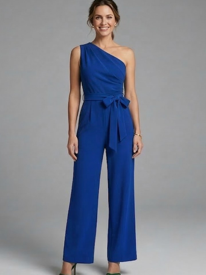 Asymmetric Neckline Jumpsuit for Women