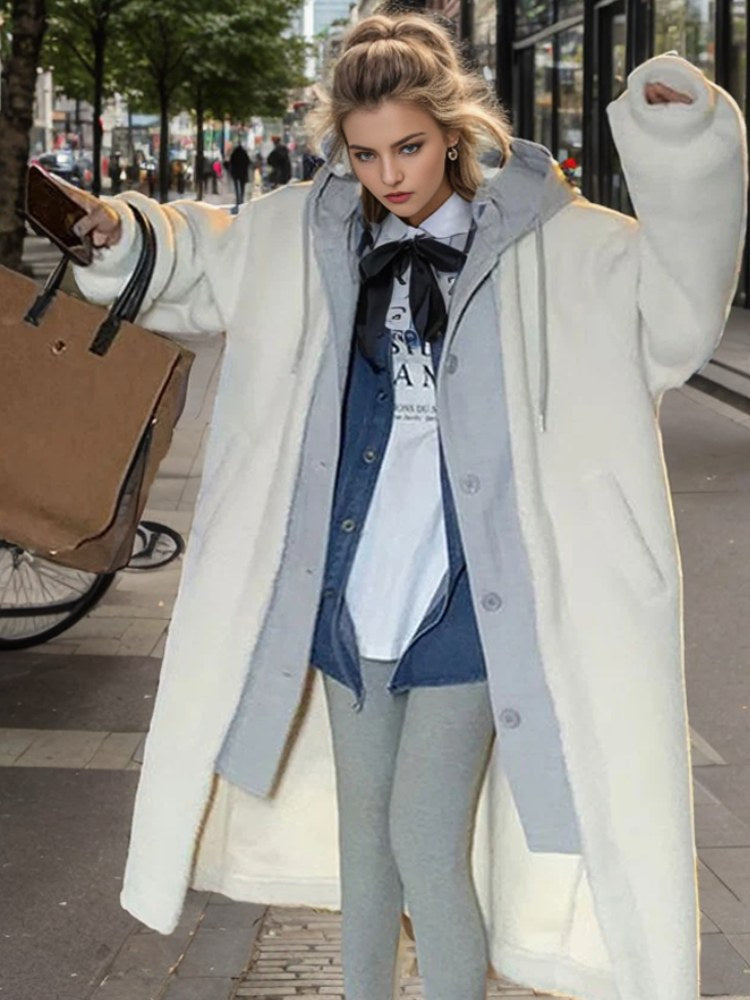 Color Block Teddy Coat for Women