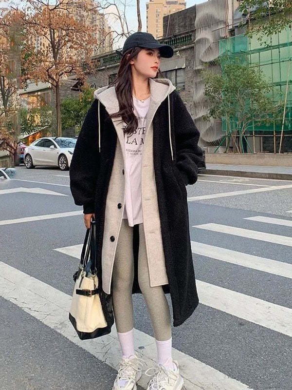 Color Block Teddy Coat for Women