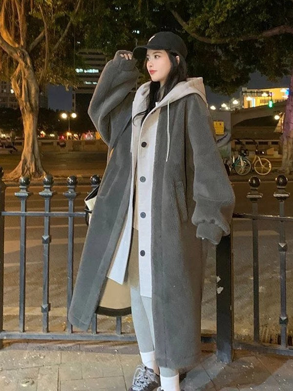 Color Block Teddy Coat for Women