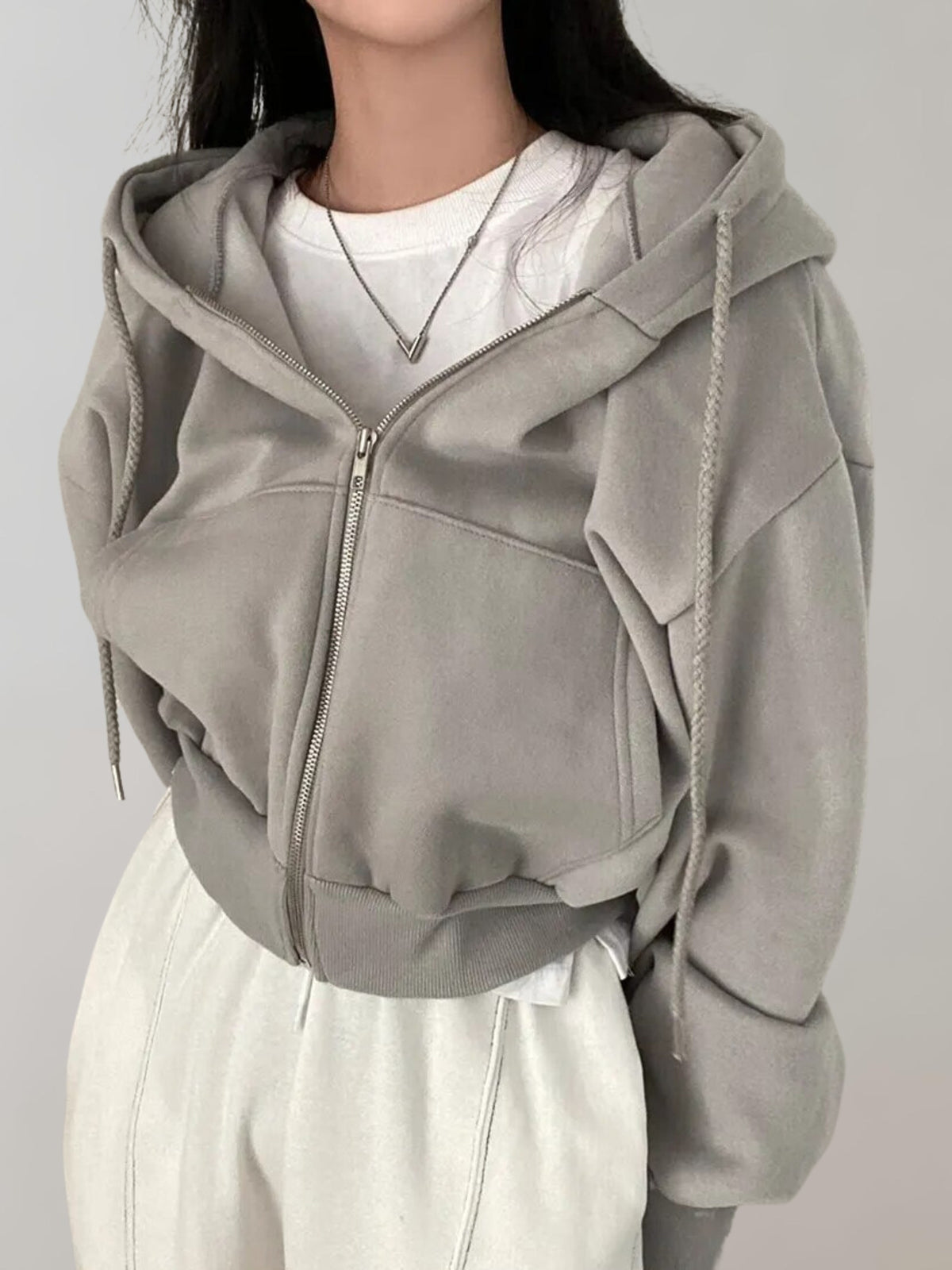 Cropped Zip Hoodie for Women