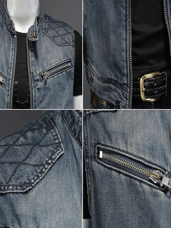 Distressed Denim Jacket for Men