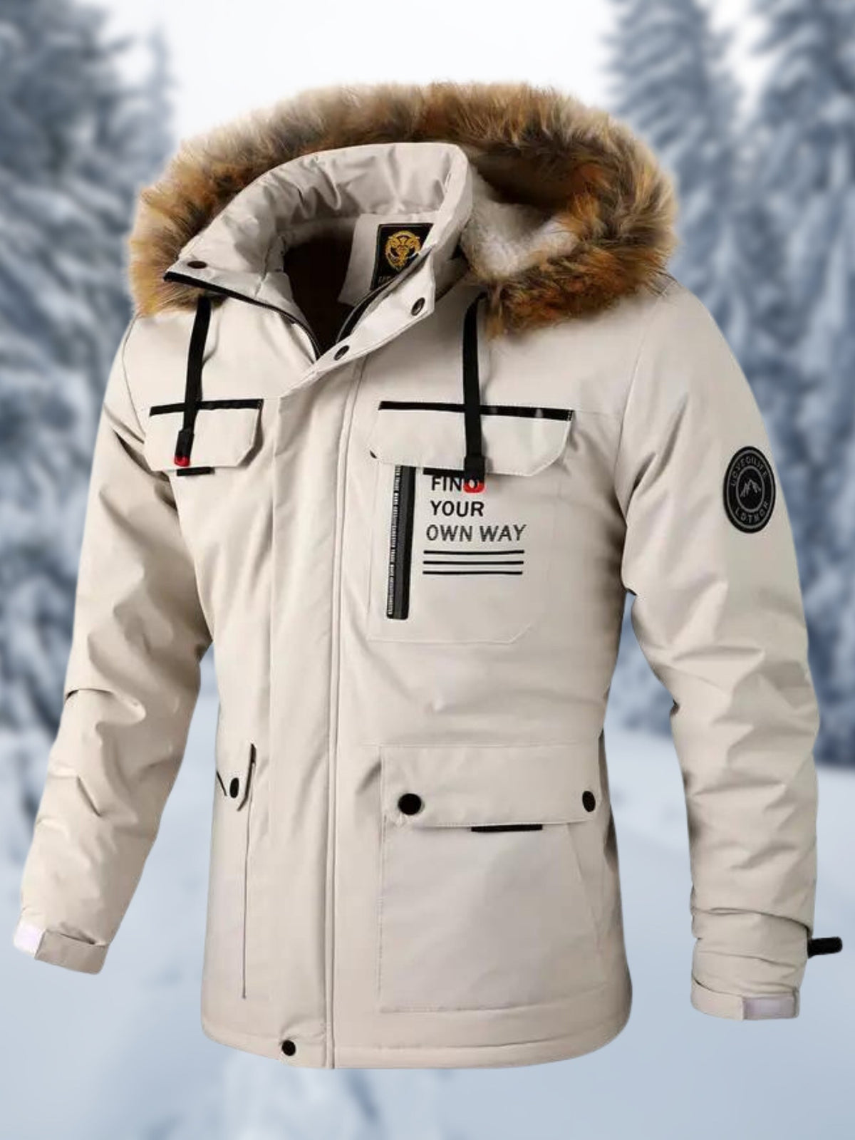 Faux Fur Hooded Jacket for Men
