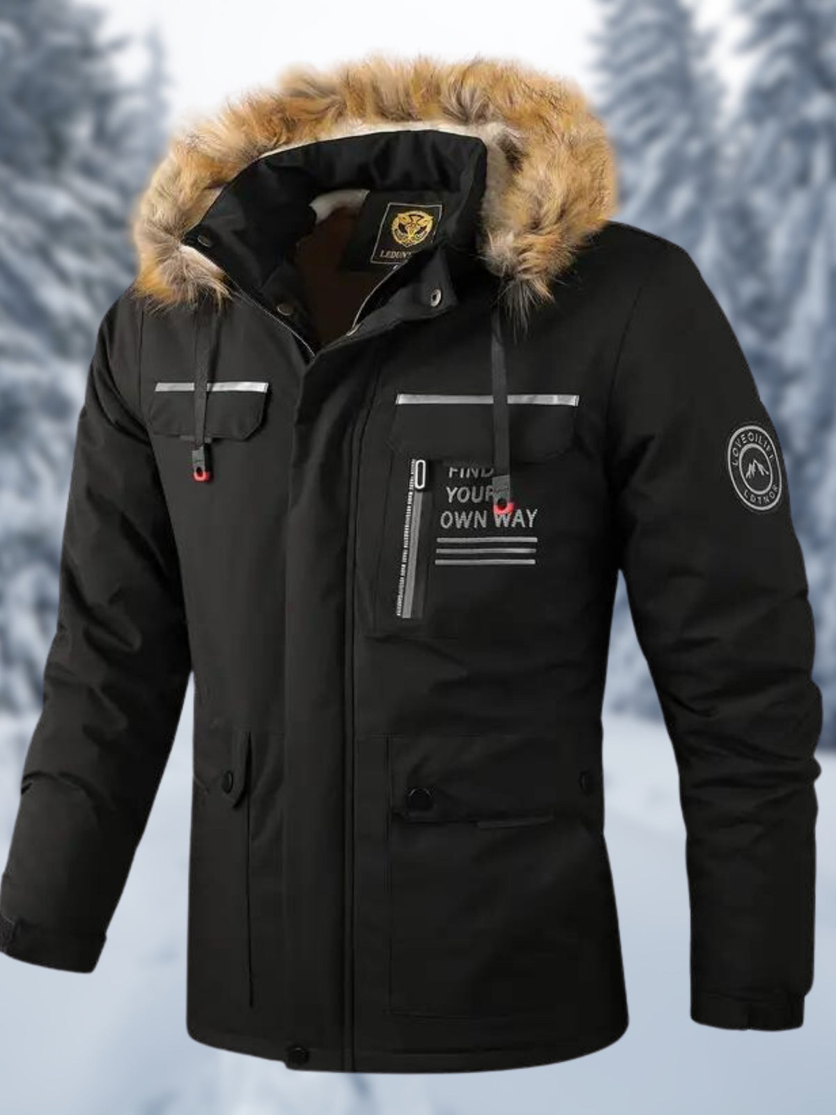 Faux Fur Hooded Jacket for Men