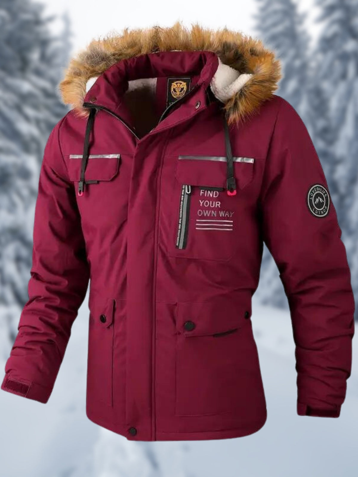 Faux Fur Hooded Jacket for Men