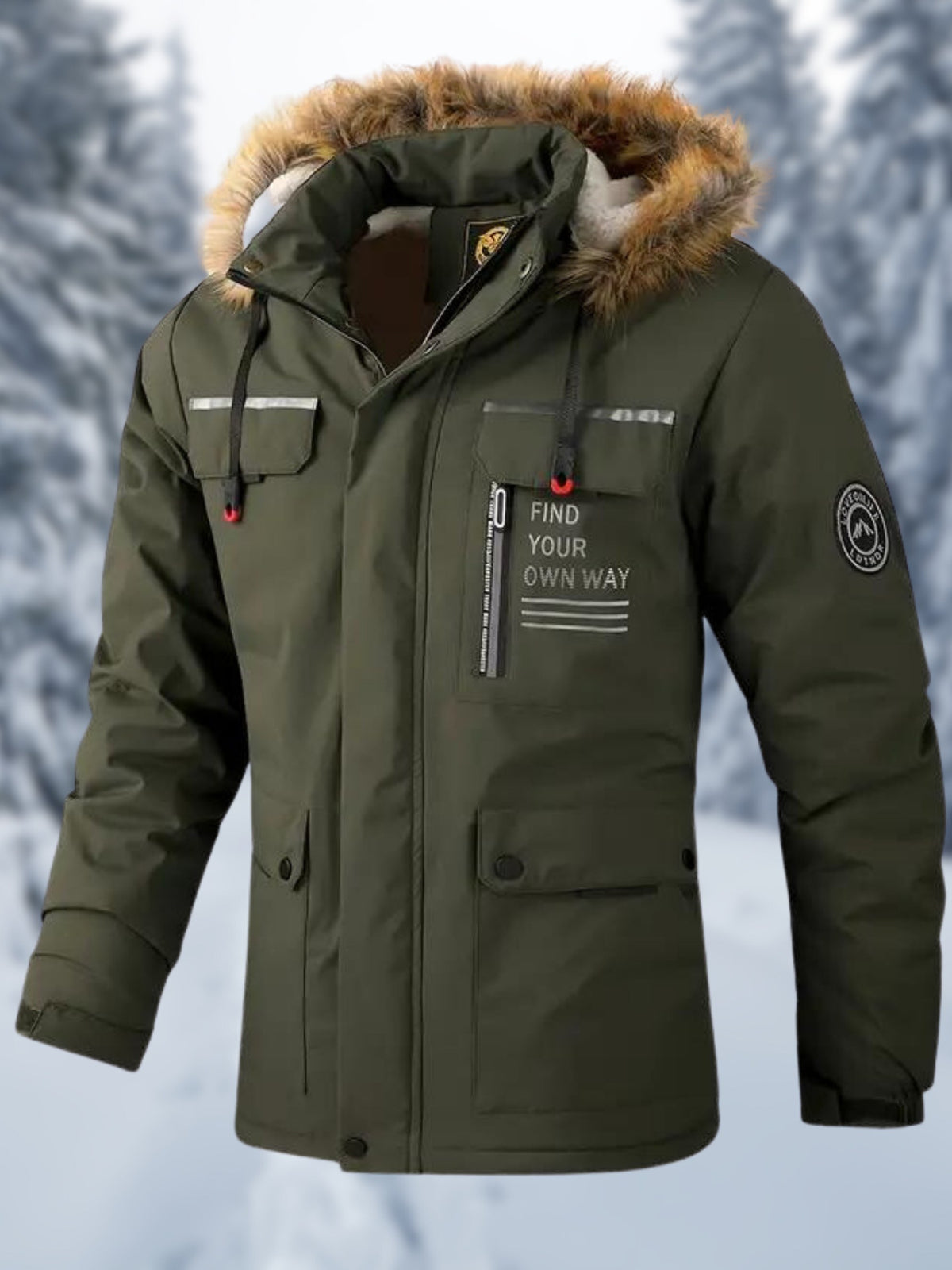 Faux Fur Hooded Jacket for Men