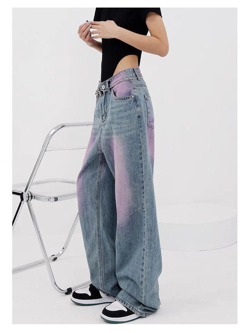 Ombre Baggy Jeans for Women