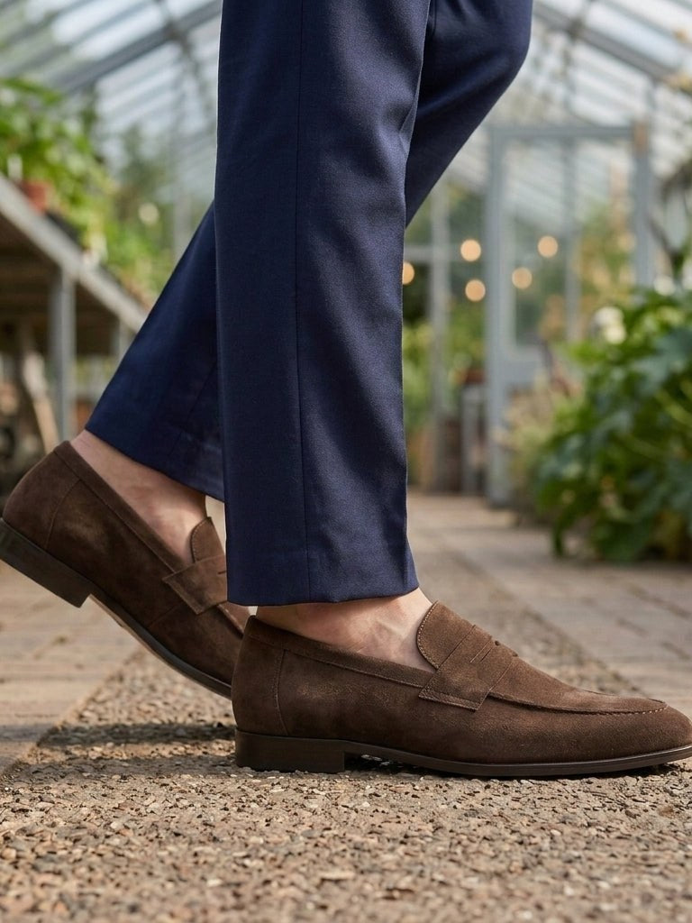 Suede Penny Loafers for Men