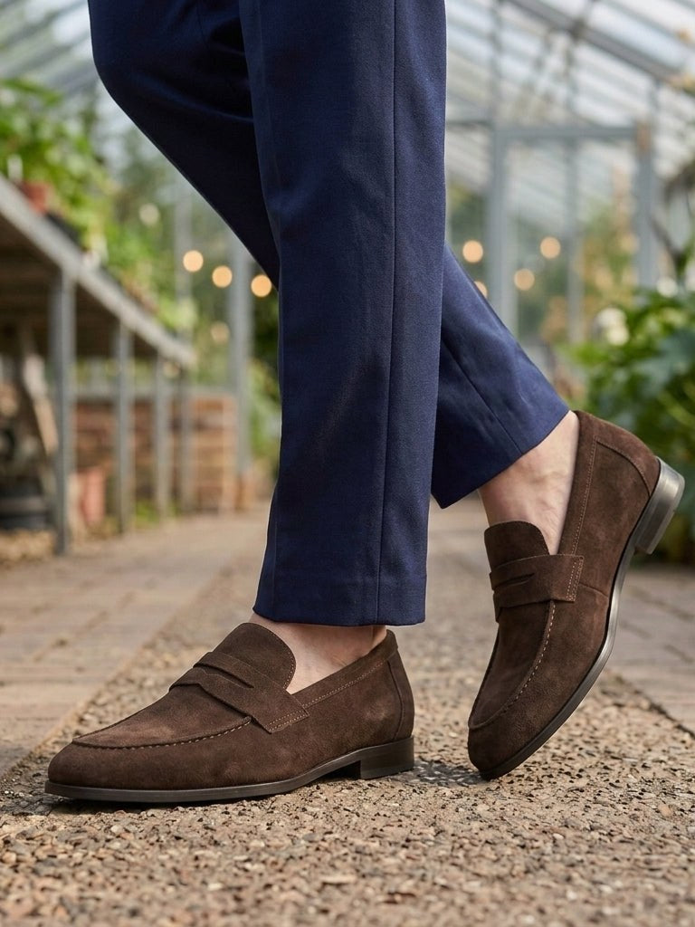 Suede Penny Loafers for Men