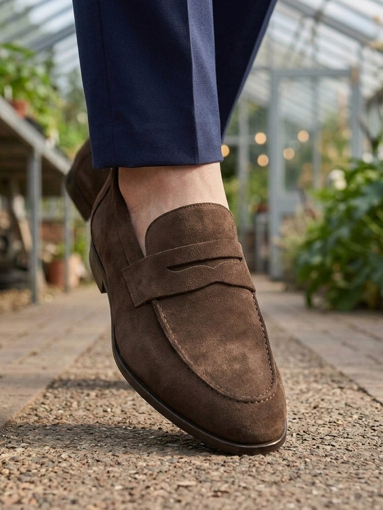 Suede Penny Loafers for Men