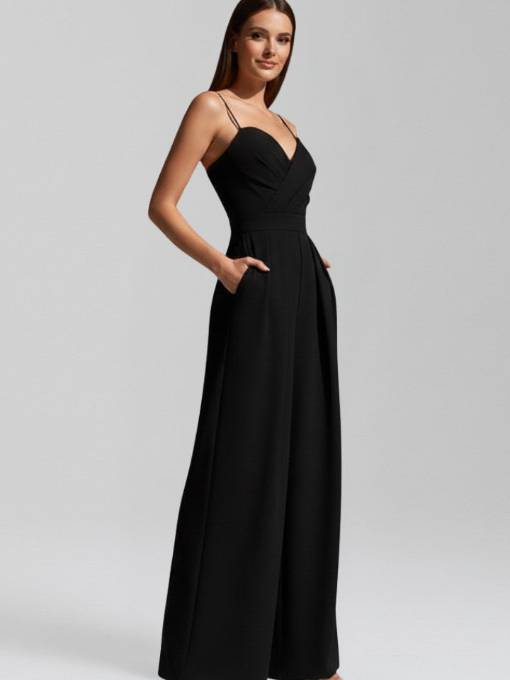 V-Neck Wide Leg Jumpsuit for Women