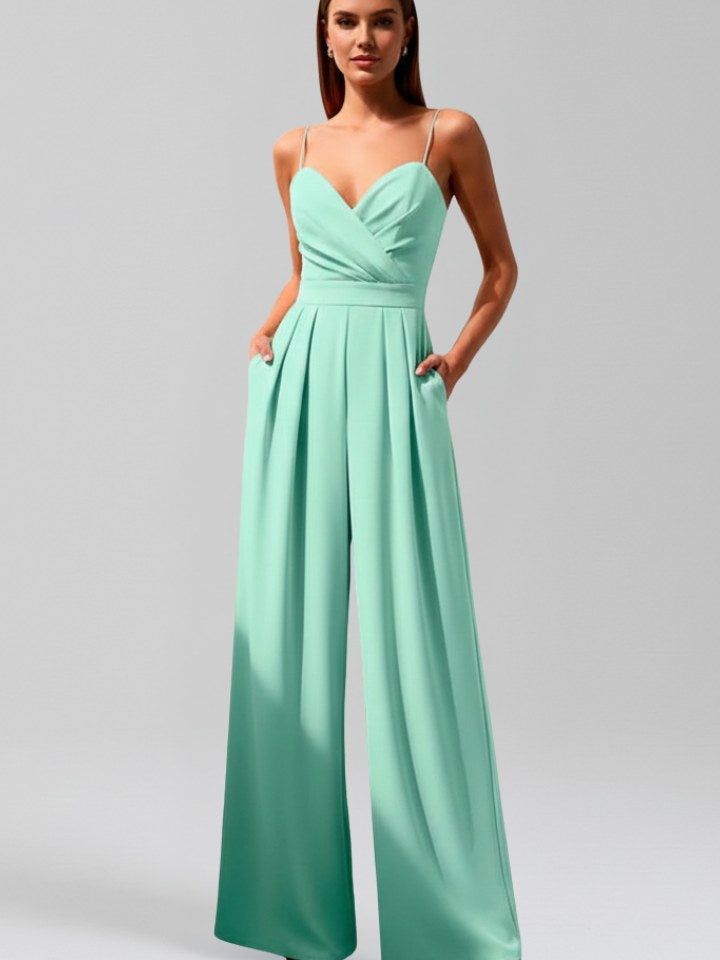 V-Neck Wide Leg Jumpsuit for Women
