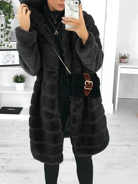 Water-Repellent Faux Fur Coat for Women