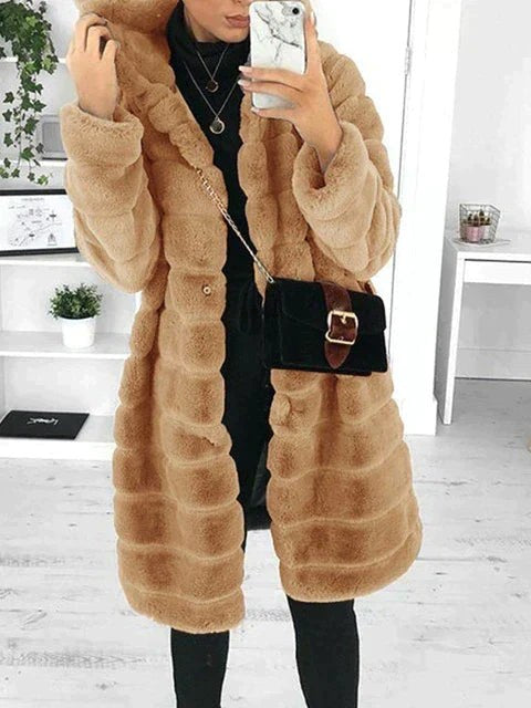 Water-Repellent Faux Fur Coat for Women