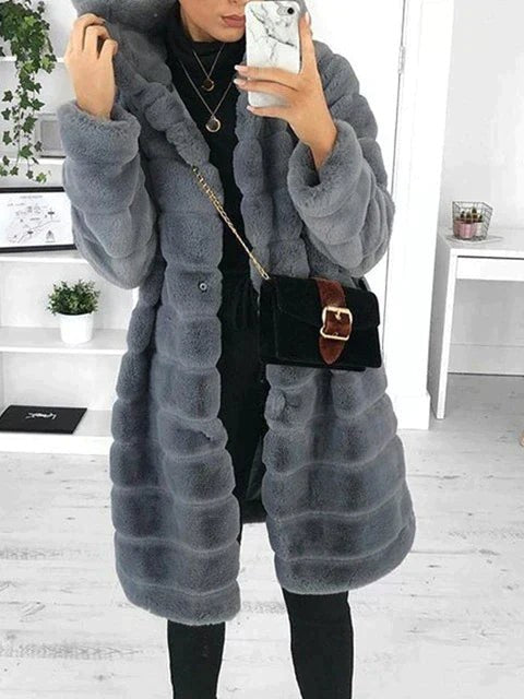 Water-Repellent Faux Fur Coat for Women