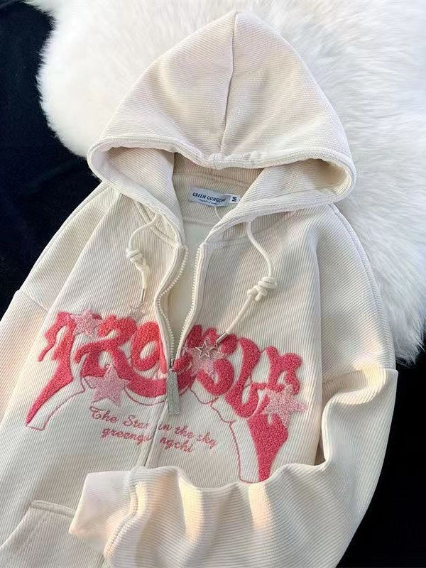 Zip Up Hoodie for Women | Embroidered